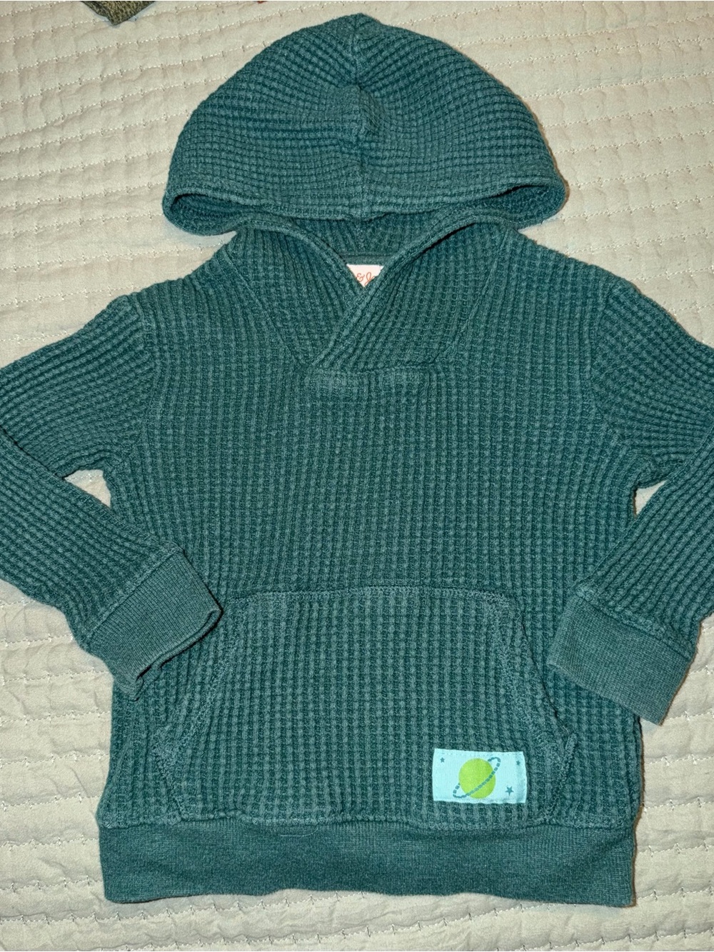 Cat & Jack Teal Waffle-Knit Hooded Pullover for Kids
